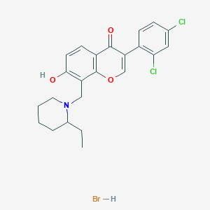 molecular formula C23H24BrCl2NO3 B7739064 3-(2,4-Dichlorophenyl)-8-[(2-ethylpiperidin-1-yl)methyl]-7-hydroxychromen-4-one;hydrobromide 