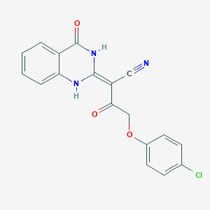 (2E)-4-(4-chlorophenoxy)-3-oxo-2-(4-oxo-1H-quinazolin-2-ylidene)butanenitrile