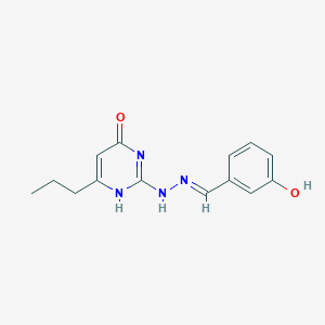 2-[(2E)-2-[(3-hydroxyphenyl)methylidene]hydrazinyl]-6-propyl-1H-pyrimidin-4-one