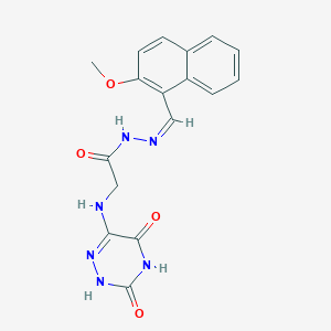 molecular formula C17H16N6O4 B7739287 2-[(3,5-dioxo-2,3,4,5-tetrahydro-1,2,4-triazin-6-yl)amino]-N'~1~-[(Z)-1-(2-methoxy-1-naphthyl)methylidene]acetohydrazide 