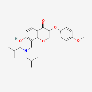 molecular formula C25H31NO5 B7739297 8-{[bis(2-methylpropyl)amino]methyl}-7-hydroxy-3-(4-methoxyphenoxy)-4H-chromen-4-one 