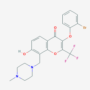 molecular formula C22H20BrF3N2O4 B7739316 3-(2-bromophenoxy)-7-hydroxy-8-[(4-methylpiperazin-1-yl)methyl]-2-(trifluoromethyl)-4H-chromen-4-one 