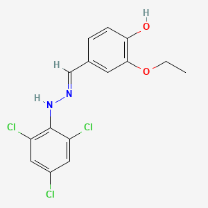 (E)-2-ethoxy-4-((2-(2,4,6-trichlorophenyl)hydrazono)methyl)phenol