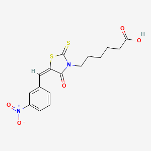 molecular formula C16H16N2O5S2 B7739531 6-[(5E)-5-[(3-nitrophenyl)methylidene]-4-oxo-2-sulfanylidene-1,3-thiazolidin-3-yl]hexanoic acid 