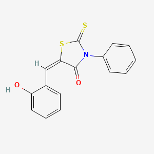 molecular formula C16H11NO2S2 B7739534 (5E)-5-[(2-hydroxyphenyl)methylidene]-3-phenyl-2-sulfanylidene-1,3-thiazolidin-4-one 