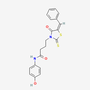 molecular formula C20H18N2O3S2 B7739562 4-[(5E)-5-benzylidene-4-oxo-2-sulfanylidene-1,3-thiazolidin-3-yl]-N-(4-hydroxyphenyl)butanamide 