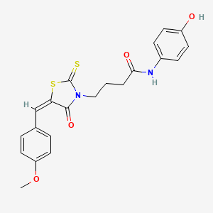 molecular formula C21H20N2O4S2 B7739568 N-(4-hydroxyphenyl)-4-[(5E)-5-[(4-methoxyphenyl)methylidene]-4-oxo-2-sulfanylidene-1,3-thiazolidin-3-yl]butanamide 