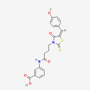 molecular formula C22H20N2O5S2 B7739572 3-[4-[(5E)-5-[(4-methoxyphenyl)methylidene]-4-oxo-2-sulfanylidene-1,3-thiazolidin-3-yl]butanoylamino]benzoic acid 