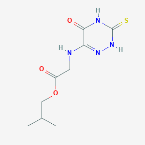 molecular formula C9H14N4O3S B7739589 (5-Oxo-3-thioxo-2,3,4,5-tetrahydro-[1,2,4]triazin-6-ylamino)-acetic acid isobutyl ester 