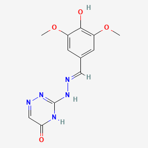 molecular formula C12H13N5O4 B7739687 3-[(2E)-2-(4-hydroxy-3,5-dimethoxybenzylidene)hydrazinyl]-1,2,4-triazin-5(4H)-one 