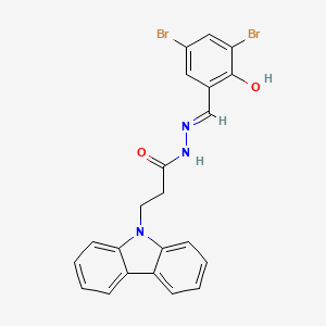 molecular formula C22H17Br2N3O2 B7739724 (E)-3-(9H-carbazol-9-yl)-N'-(3,5-dibromo-2-hydroxybenzylidene)propanehydrazide 