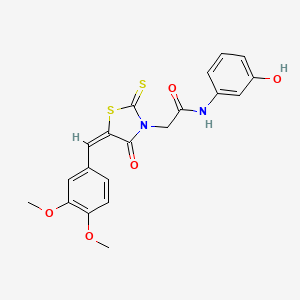 molecular formula C20H18N2O5S2 B7739775 2-[(5E)-5-(3,4-dimethoxybenzylidene)-4-oxo-2-thioxo-1,3-thiazolidin-3-yl]-N-(3-hydroxyphenyl)acetamide 