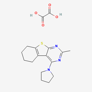 molecular formula C17H21N3O4S B7739809 5-Methyl-3-(pyrrolidin-1-yl)-8-thia-4,6-diazatricyclo[7.4.0.0^{2,7}]trideca-1(9),2(7),3,5-tetraene; oxalic acid 