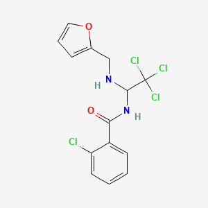 2-chloro-N-(2,2,2-trichloro-1-((furan-2-ylmethyl)amino)ethyl)benzamide