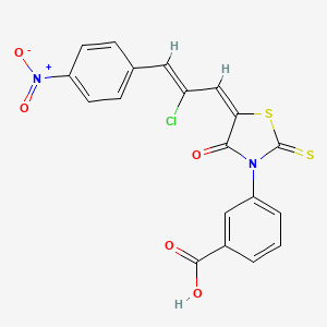 3-[(5E)-5-[(Z)-2-chloro-3-(4-nitrophenyl)prop-2-enylidene]-4-oxo-2-sulfanylidene-1,3-thiazolidin-3-yl]benzoic acid