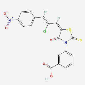 molecular formula C19H11ClN2O5S2 B7739893 3-[(5E)-5-[(Z)-2-chloro-3-(4-nitrophenyl)prop-2-enylidene]-4-oxo-2-sulfanylidene-1,3-thiazolidin-3-yl]benzoic acid 