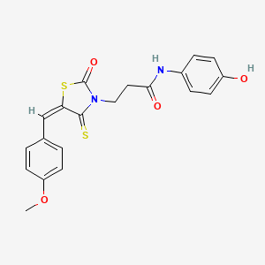 molecular formula C20H18N2O4S2 B7739901 N-(4-hydroxyphenyl)-3-[(5E)-5-(4-methoxybenzylidene)-2-oxo-4-thioxo-1,3-thiazolidin-3-yl]propanamide 