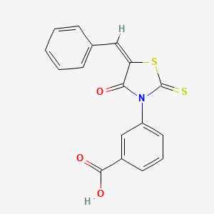 3-[(5E)-4-oxo-5-(phenylmethylidene)-2-sulfanylidene-1,3-thiazolidin-3-yl]benzoic acid