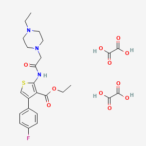 molecular formula C25H30FN3O11S B7739916 Ethyl 2-[[2-(4-ethylpiperazin-1-yl)acetyl]amino]-4-(4-fluorophenyl)thiophene-3-carboxylate;oxalic acid 