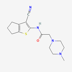 molecular formula C15H20N4OS B7739918 N-(3-cyano-5,6-dihydro-4H-cyclopenta[b]thiophen-2-yl)-2-(4-methylpiperazin-1-yl)acetamide 