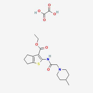 ethyl 2-[[2-(4-methylpiperidin-1-yl)acetyl]amino]-5,6-dihydro-4H-cyclopenta[b]thiophene-3-carboxylate;oxalic acid