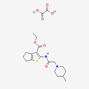 molecular formula C20H28N2O7S B7739963 ethyl 2-[[2-(4-methylpiperidin-1-yl)acetyl]amino]-5,6-dihydro-4H-cyclopenta[b]thiophene-3-carboxylate;oxalic acid 