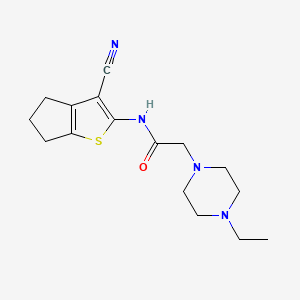 molecular formula C16H22N4OS B7739965 N-(3-cyano-5,6-dihydro-4H-cyclopenta[b]thiophen-2-yl)-2-(4-ethylpiperazin-1-yl)acetamide 