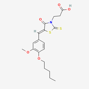 molecular formula C19H23NO5S2 B7739993 3-{(5Z)-5-[3-methoxy-4-(pentyloxy)benzylidene]-4-oxo-2-thioxo-1,3-thiazolidin-3-yl}propanoic acid 