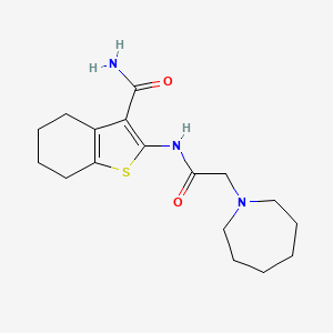 molecular formula C17H25N3O2S B7740018 2-[[2-(Azepan-1-yl)acetyl]amino]-4,5,6,7-tetrahydro-1-benzothiophene-3-carboxamide 