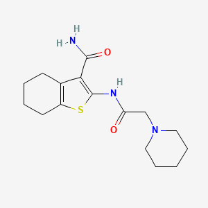 molecular formula C16H23N3O2S B7740025 2-(2-Piperidylacetylamino)-4,5,6,7-tetrahydrobenzo[b]thiophene-3-carboxamide 