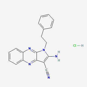 molecular formula C19H16ClN5 B7740034 2-Amino-1-(2-phenylethyl)pyrrolo[3,2-b]quinoxaline-3-carbonitrile;hydrochloride 