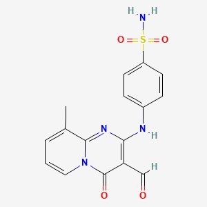 molecular formula C16H14N4O4S B7740084 4-[(3-formyl-9-methyl-4-oxo-4H-pyrido[1,2-a]pyrimidin-2-yl)amino]benzenesulfonamide 