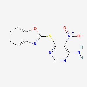 molecular formula C11H7N5O3S B7740089 6-(1,3-Benzoxazol-2-ylsulfanyl)-5-nitropyrimidin-4-amine 
