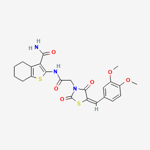 2-[[2-[(5E)-5-[(3,4-dimethoxyphenyl)methylidene]-2,4-dioxo-1,3-thiazolidin-3-yl]acetyl]amino]-4,5,6,7-tetrahydro-1-benzothiophene-3-carboxamide