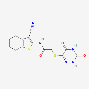 molecular formula C14H13N5O3S2 B7740136 N-(3-cyano-4,5,6,7-tetrahydro-1-benzothiophen-2-yl)-2-[(3,5-dioxo-2H-1,2,4-triazin-6-yl)sulfanyl]acetamide 