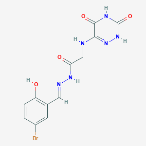 molecular formula C12H11BrN6O4 B7740141 (E)-N'-(5-bromo-2-hydroxybenzylidene)-2-((3,5-dioxo-2,3,4,5-tetrahydro-1,2,4-triazin-6-yl)amino)acetohydrazide 