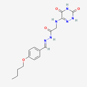 N'-[(E)-(4-butoxyphenyl)methylidene]-2-[(3,5-dihydroxy-1,2,4-triazin-6-yl)amino]acetohydrazide (non-preferred name)