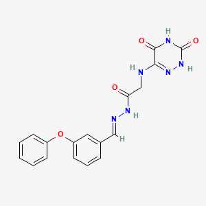 2-[(3,5-dihydroxy-1,2,4-triazin-6-yl)amino]-N'-[(E)-(3-phenoxyphenyl)methylidene]acetohydrazide (non-preferred name)
