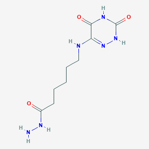 molecular formula C9H16N6O3 B7740155 6-[(3,5-Dihydroxy-1,2,4-triazin-6-yl)amino]hexanehydrazide 