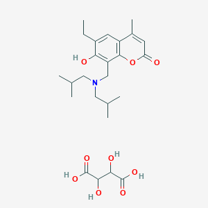 molecular formula C25H37NO9 B7740183 8-[[Bis(2-methylpropyl)amino]methyl]-6-ethyl-7-hydroxy-4-methylchromen-2-one;2,3-dihydroxybutanedioic acid 