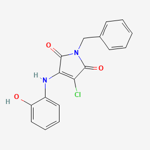 molecular formula C17H13ClN2O3 B7740230 1-Benzyl-3-chloro-4-(2-hydroxyanilino)-2,5-py rroledione 