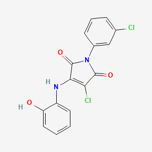 molecular formula C16H10Cl2N2O3 B7740234 3-chloro-1-(3-chlorophenyl)-4-[(2-hydroxyphenyl)amino]-1H-pyrrole-2,5-dione 