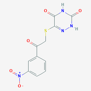 molecular formula C11H8N4O5S B7740244 6-{[2-(3-nitrophenyl)-2-oxoethyl]thio}-1,2,4-triazine-3,5(2H,4H)-dione 