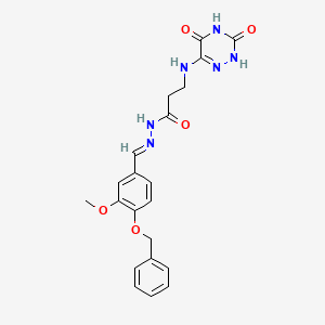 N'-{(E)-[4-(benzyloxy)-3-methoxyphenyl]methylidene}-3-[(3,5-dihydroxy-1,2,4-triazin-6-yl)amino]propanehydrazide (non-preferred name)