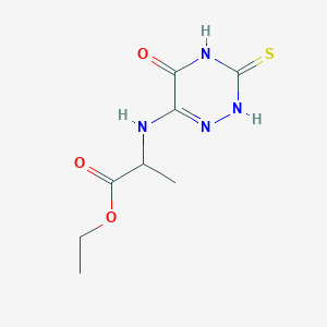 Ethyl 2-[(5-oxo-3-sulfanylidene-2,3,4,5-tetrahydro-1,2,4-triazin-6-yl)amino]propanoate