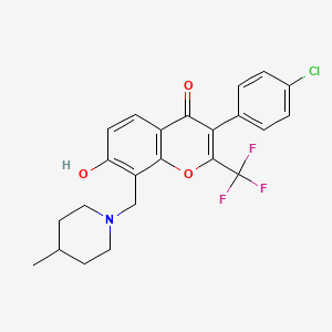 molecular formula C23H21ClF3NO3 B7740387 3-(4-chlorophenyl)-7-hydroxy-8-[(4-methylpiperidin-1-yl)methyl]-2-(trifluoromethyl)-4H-chromen-4-one 