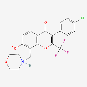 3-(4-chlorophenyl)-8-(morpholin-4-ium-4-ylmethyl)-4-oxo-2-(trifluoromethyl)-4H-chromen-7-olate