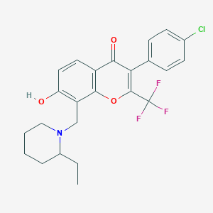 molecular formula C24H23ClF3NO3 B7740398 3-(4-chlorophenyl)-8-[(2-ethylpiperidin-1-yl)methyl]-7-hydroxy-2-(trifluoromethyl)-4H-chromen-4-one 