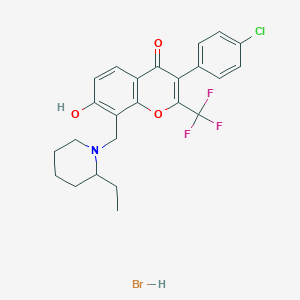 3-(4-Chlorophenyl)-8-[(2-ethylpiperidin-1-yl)methyl]-7-hydroxy-2-(trifluoromethyl)chromen-4-one;hydrobromide