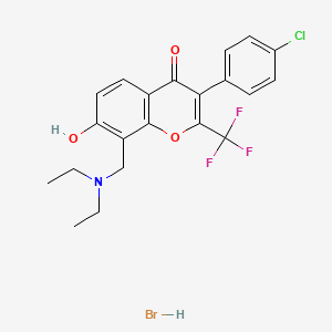 3-(4-Chlorophenyl)-8-(diethylaminomethyl)-7-hydroxy-2-(trifluoromethyl)chromen-4-one;hydrobromide